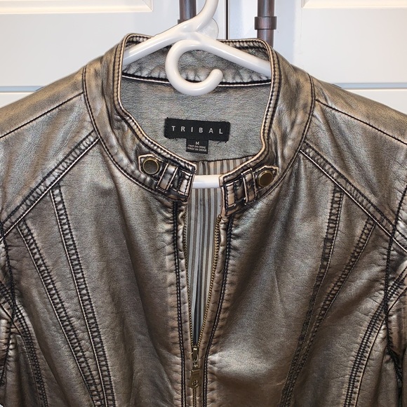 Tribal Jackets & Blazers - Vegan leather moto jacket vest Tribal metallic M